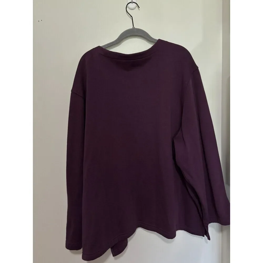 Vintage Falls Creek Embroidered Cardigan Burgundy Floral Button Front Plus 3X‎